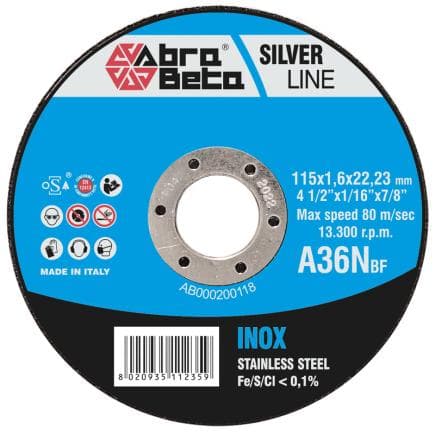 ABRA BETA AB000210230 - A36N INOX - Disques à tronçonner à épaisseur fine avec centre déporté (lot multiple)