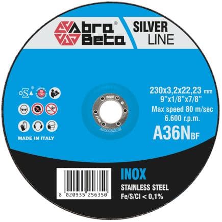 ABRA BETA AB000230115 - A36N INOX - Disques à tronçonner à centre plat (lot multiple)