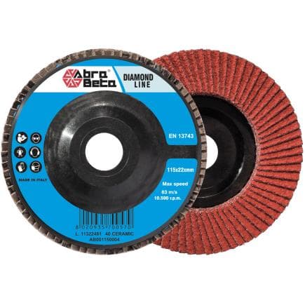 ABRA BETA AB001150004 - Disques à lamelles avec support en nylon et toile abrasive en céramique à profil plat (lot multiple)