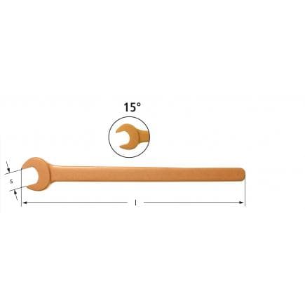AMPCO AP0022B - Clé à fourche, longue, 15°, Cuivre-Béryllium (métrique)