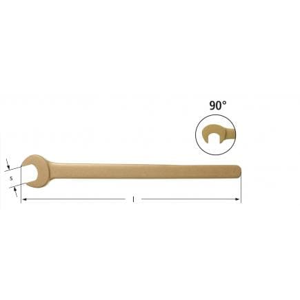 AMPCO BS0021A - Clé à fourche, longue, 90°, Aluminium-Bronze (pouces)