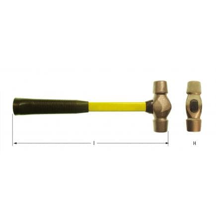 AMPCO FJ0044A - Marteau à deux têtes rondes, Aluminium-Bronze