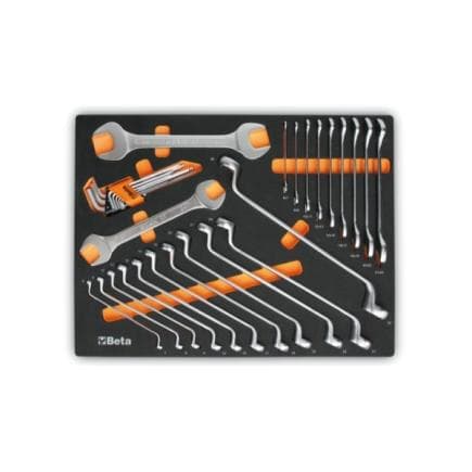 BETA 024580030 - Module mousse avec clés plates, polygonales coudées et clés hexagonales coudées