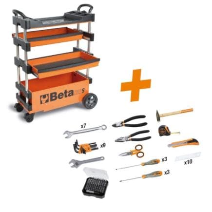 BETA 027000231 - Chariot à outils pliant pour les travaux d'extérieur, avec 100 outils