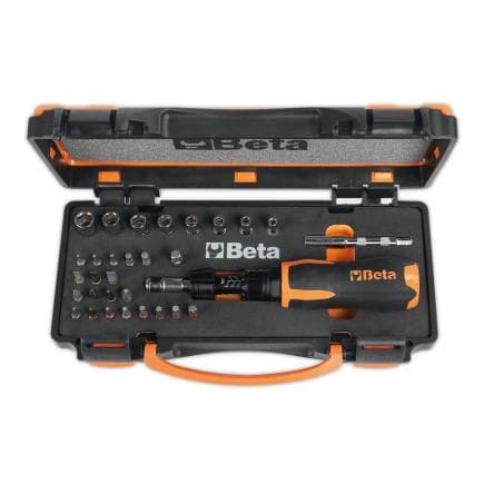 BETA 005840931 - Coffret comprenant 1 tournevis dynamométrique, 8 douilles 6 pans, 20 embouts et 2 accessoires