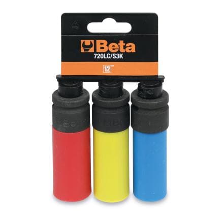 BETA 007209663 - Jeu de 3 douilles à chocs gainées pour écrous de roue blister