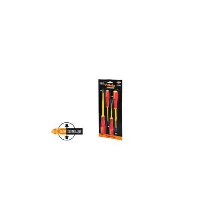 BETA 012340654 - Jeu de 4 tournevis isolés "slim" pour vis à tête fendue