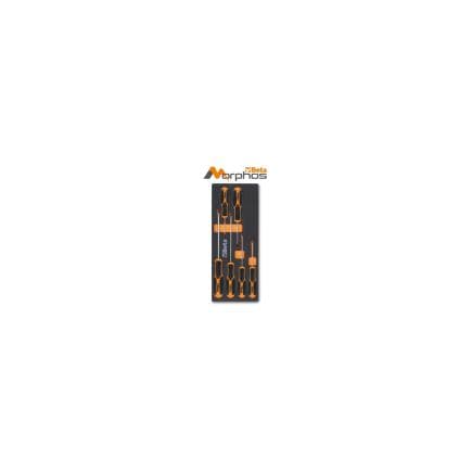BETA 024500181 - Module en mousse EVA avec tournevis Morphos pour vis à tête fendue et cruciforme Phillips® (6 pcs.)