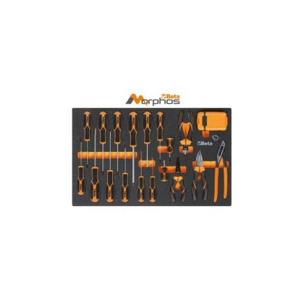 BETA 024500881 - Module en mousse EVA avec tournevis Morphos, pinces et embouts 1/4" (49 pcs.)