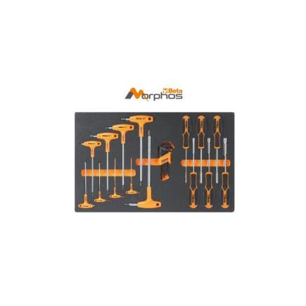 BETA 024510072 - Module en mousse EVA avec clés mâles coudées Torx®, clés en T 6 pans et clés à douilles emmanchées (vide)
