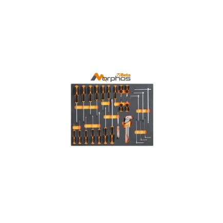 BETA 024524243 - Module en mousse EVA avec tournevis Morphos pour vis à tête fendue, Phillips® et clés à douilles emmanchées (vide)