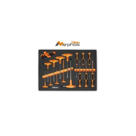 BETA 024590072 - Module en mousse EVA avec clés mâles coudées Torx®, clés en T 6 pans et clés à douilles emmanchées (vide)