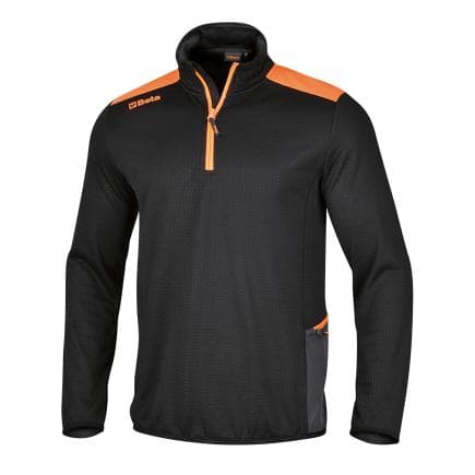 BETA 075630006 - Pull micropolaire noir avec fermeture éclair courte