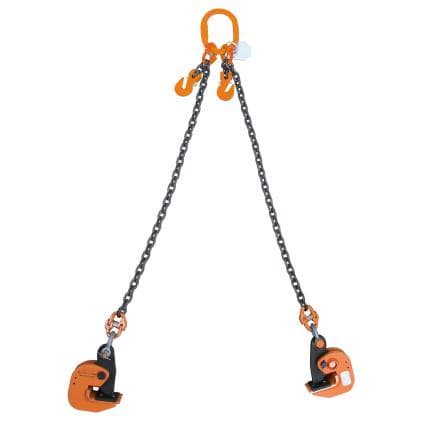 BETA 081350263 - ROBUR - Élingue à chaîne 2 brins, avec pinces de levage horizontales pour surfaces planes en d'acier