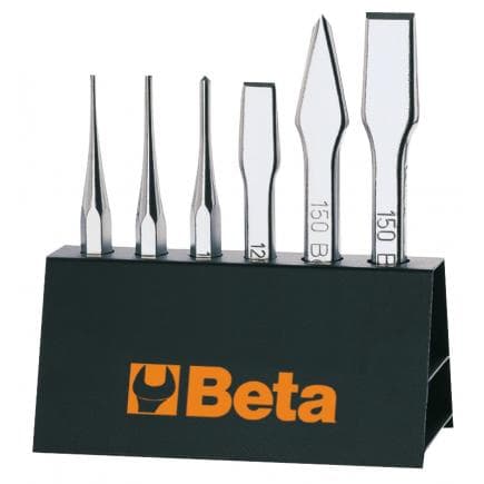 BETA 000380009 - Jeu de chasse-clous, pointeaux, burins plats et bédanes avec support (6 pcs.)