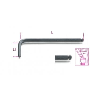 BETA 000960960 - Clé mâle 6 pans coudée à tête sphérique brunie (lot muliple)