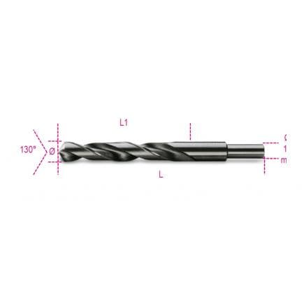 BETA 004120213 - Forets hélicoïdaux courts cylindriques en acier HSS rectifié bruni avec queue réduite de 13 mm (lot muliple)