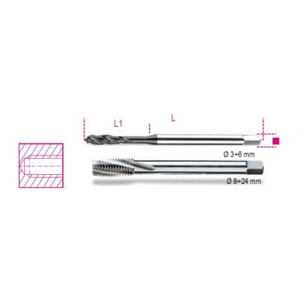 BETA 004280112 - Tarauds machine pour trous borgnes avec pas gros en acier HSS (lot muliple)