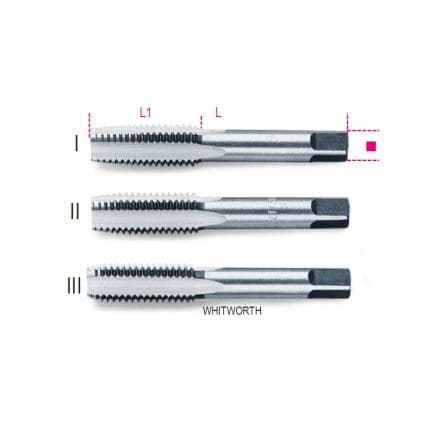 BETA 004300035 - Jeu de 3 tarauds à main filetage Whitworth en acier au chrome (lot muliple)
