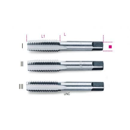 BETA 004300053 - Jeu de 3 tarauds à main filetage UNC en acier au chrome (lot muliple)