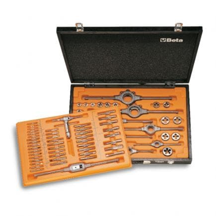 BETA 004470065 - Assortiment de tarauds et filières HSS avec filetage métrique et accessoires pour travaux de réparation automobile maintenance...