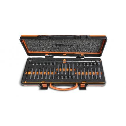 BETA 008670938 - Coffret métallique avec plateau en mousse compacte comprenant 38 embouts avec entraînement hexagonal de 10 mm et 1 porte-embouts...