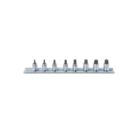 BETA 009000518 - Jeu de 8 douilles pour vis 6 pans creux 1/4" chromées