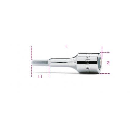 BETA 009100504 - Douille tournevis pour vis 6 pans creux 3/8" (lot muliple)