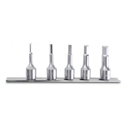 BETA 009100515 - Jeu de 5 douilles tournevis pour vis 6 pans creux 3/8" avec support
