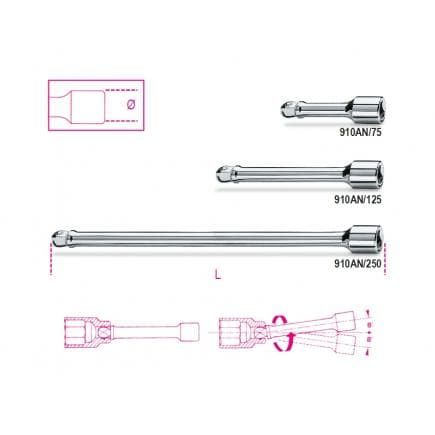 BETA 009100827 - Rallonge angulaire carrés mâle et femelle 3/8" (lot muliple)
