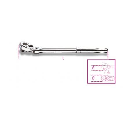 BETA 009100887 - Cliquet réversible à cardan carré mâle 3/8" avec manche métallique (lot muliple)