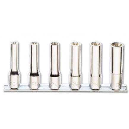 BETA 009200409 - Jeu de 6 douilles pour écrous Torx® 1/2" longue sur support