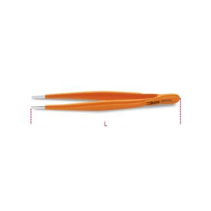 BETA 009940010 - Brucelles à becs droits arrondis gainées PVC pointes larges striées en acier inoxydable (lot muliple)