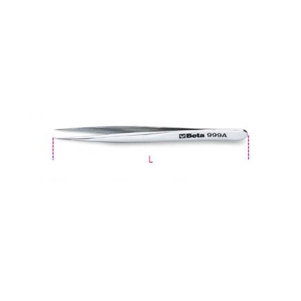 BETA 009990015 - Brucelles à becs courts type aiguille résistant aux acides, antimagnétique pointes lisses finition semi-polie en acier inoxydable...