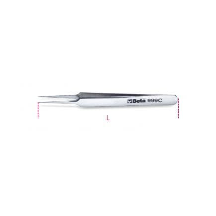 BETA 009990019 - Brucelles à becs droits type aiguille résistant aux acides, antimagnétique pointes lisses finition semi-polie en acier inoxydable...