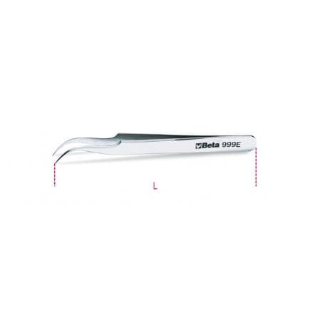 BETA 009990023 - Brucelles à becs coudés type aiguille résistant aux acides, antimagnétique pointes lisses finition semi-polie en acier inoxydable...