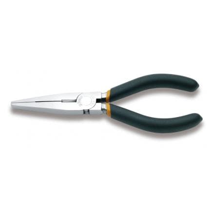 BETA 011620006 - Pince à becs plats longs striés chromée avec branches gainées avec double couche de PVC antidérapant (lot muliple)