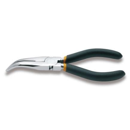 BETA 011680006 - Pince à becs coudés demi-ronds longs striés chromée avec branches gainées avec double couche de PVC antidérapant (lot muliple)