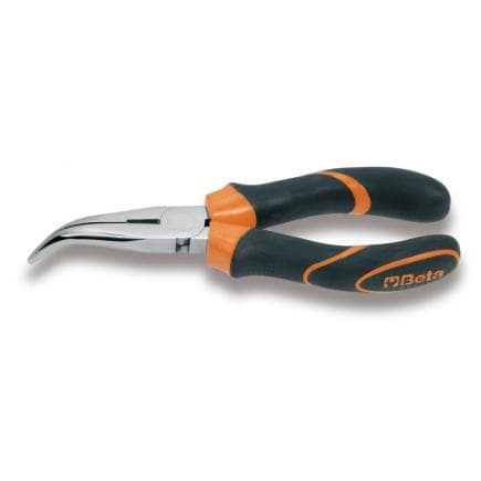 BETA 011680036 - Pince à becs coudés demi-ronds longs striés chromée avec branches gainées confort bi-matières (lot muliple)