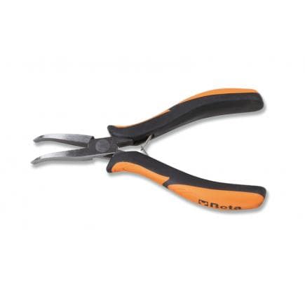 BETA 011720102 - Pince de précision à becs plats coudés longs lisses branches gainées confort bi-matières (lot muliple)