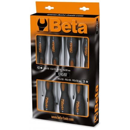 BETA 012430017 - Jeu de 7 tournevis avec tête en acier