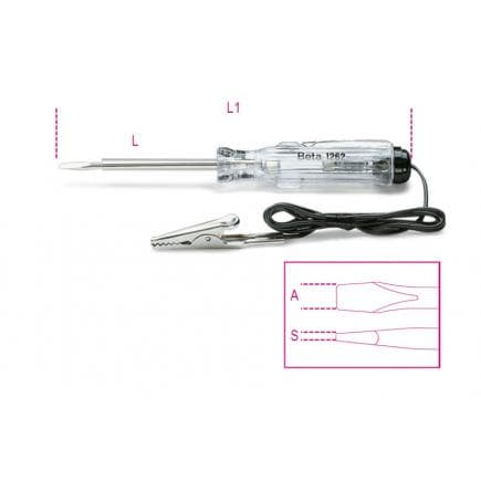 BETA 012540001 - Tournevis détecteur de tension à pince crocodile 6/24 V (lot muliple)