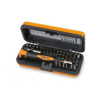 BETA 012560100 - Micro-tournevis avec 36 embouts interchangeables de 4mm et rallonge magnétique, poignée bi-matière