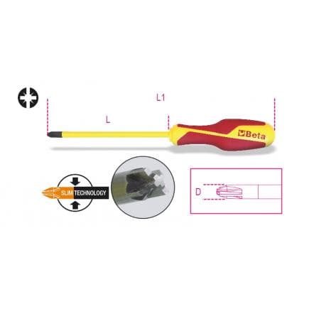 BETA 012760409 - 1000V Tournevis pour vis cruciformes combinées PZ + à fente (lot muliple)