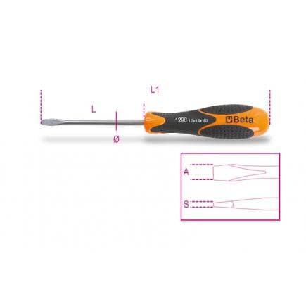 BETA 012900403 - Tournevis pour vis à fente en acier inoxydable (lot muliple)