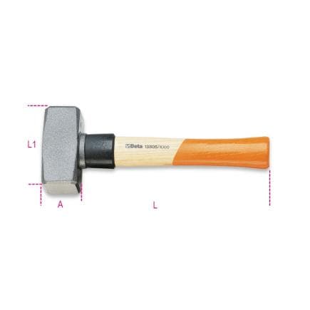 BETA 013800400 - Massette avec collerette de protection et manche en bois (lot muliple)