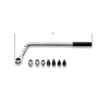 BETA 014770051 - Kit clé à cliquet coudée réversible avec embouts