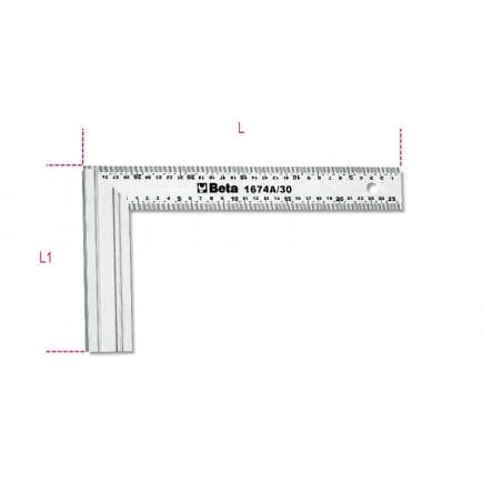 BETA 016740130 - Equerre de menuisier, lame en acier talon en aluminium, double échelle millimétrique (lot muliple)
