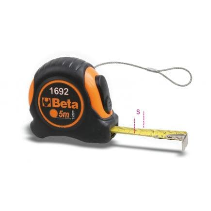 BETA 016924053 - Mètre à ruban boîtier ABS antichoc bi-matières ruban en acier avec classe de précision II, H-SAFE