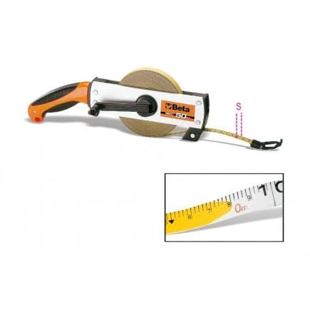BETA 016940350 - Mesure longue à ruban à poignée revolver corps en aluminium, ruban en acier verni